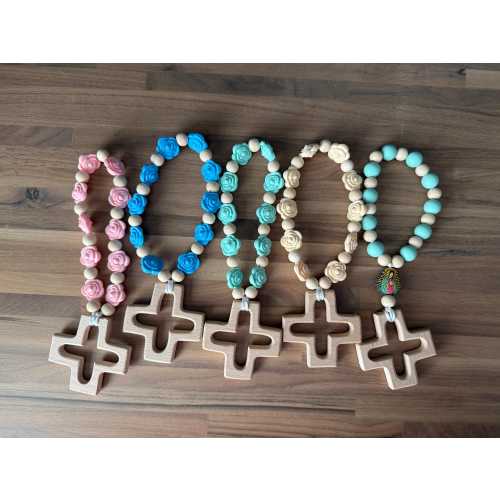 Silicone Baby Decade Rosary – Sensory Toy, Baptism Gift