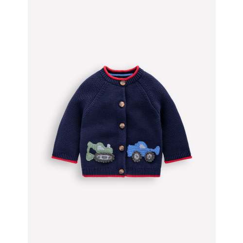 Cotton Logo Cardigan-College Navy Construction