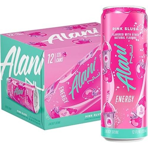 Alani Nu PINK SLUSH, Sugar Free, Low Calorie Energy Drinks, 200mg Caffeine, Biotin, B Vitamins, Zero Sugar, 10 Calories, 12 Fl Oz Cans, 12 Pack