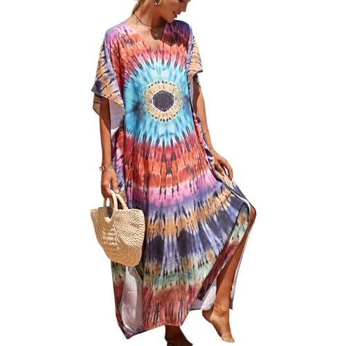 NFVNKJ Women's Plus Size Beach Lounge Kaftan Maxi Dress Swimsuit Coverup for Women