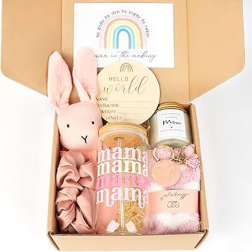New Mom Gifts Box, Pregnancy Gifts for Expecting Mom, Gift Basket for Girls Boys, Postpartum Gifts for First Time Moms, Cool Gifts for New Mom After Birth, New Mom Care Package After Baby