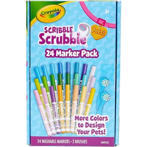 Crayola Scribble Scrubbie Pets Marker Set, 24 Washable Markers For Kids, Gifts For Girls & Boys [Amazon Exclusive]