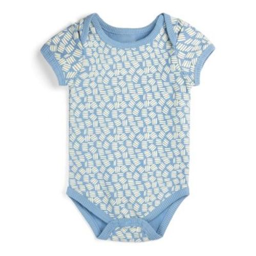 Mightly Baby Fair Trade 100% Organic Cotton Short Sleeve Bodysuit (Chambray Twig, 0-3 Months)