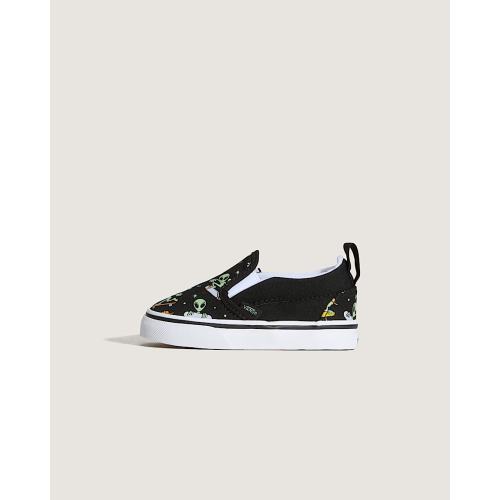 Toddler Classic Slip-On V Shoe in Black / Green | Vans