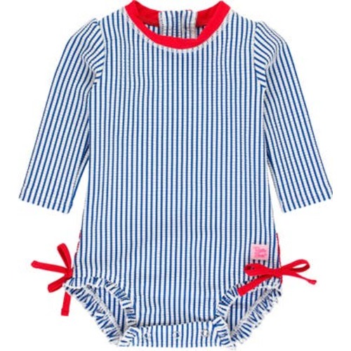 Seersucker Long Sleeve One-Piece Swimsuit, 6-12M