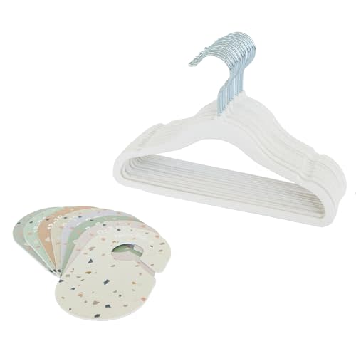 3 Sprouts Baby Closet Organizer Set - 15 Nursery Hangers with 8 Size Dividers, Closet Dividers for Baby Clothes and Clothes Organizer for Infant to Toddler Clothing - Cream Hangers & Terrazzo Dividers