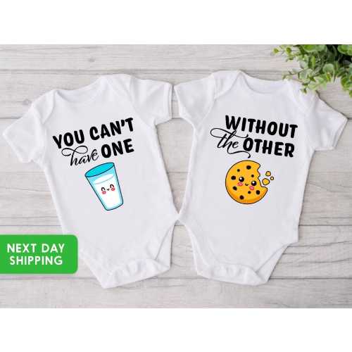Twin Onesie®, Can't Have One, Without The Other Twin Onesie®, Cute Best Friend Twin Baby Onesie®, Funny Milk And Cookie Twin Bodysuits