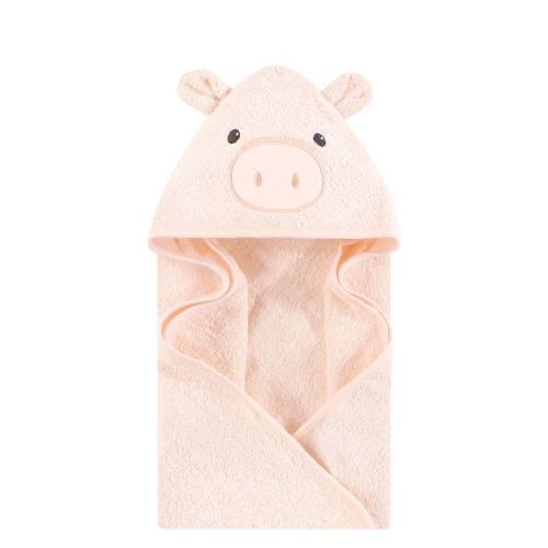 Hudson Baby Infant Girl Cotton Poly Animal Face Hooded Towel, Piggy, One Size