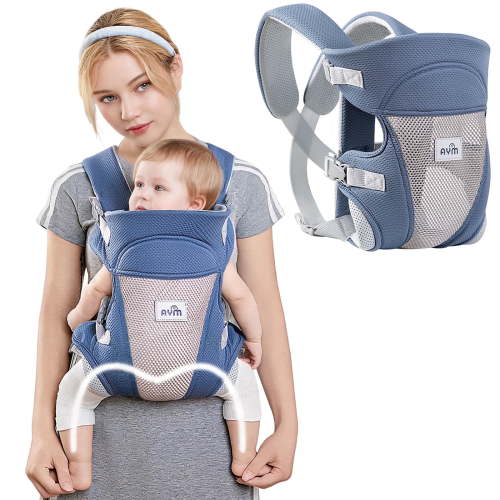 4-in-1 Baby Carrier,Ergonomic Infant Carrier Baby Carrying Wrap Seat for Newborn Toddlers up to 44 lbs,Unisex,Blue