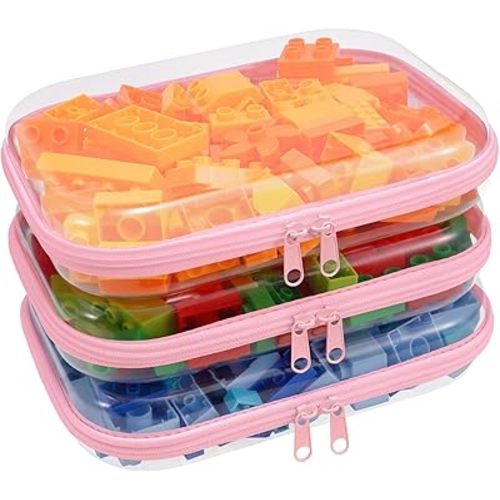 Clear Hard Shell Zipper Case,Transparent Clear Laser Zipper Pouches,Hard Side Plastic Case Set,Portable Travel Storage Organizer Bins