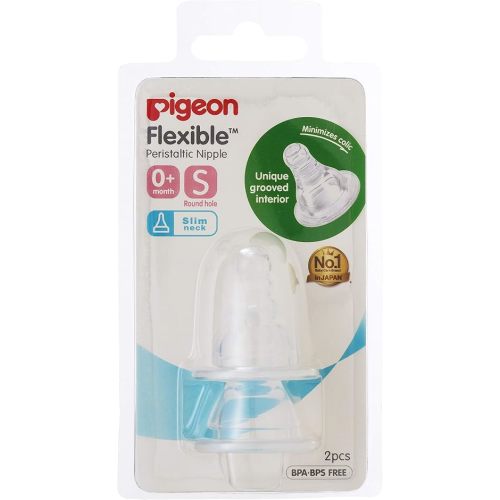 Pigeon Flexible Peristaltic Slim Neck Teat, Clear, Small, 2 Count (01940)