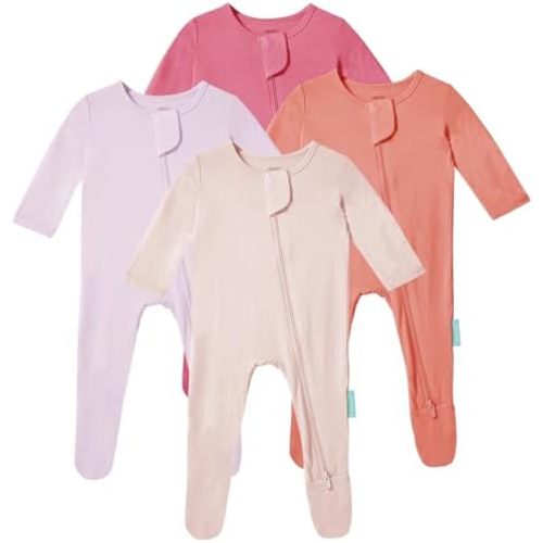 PurComfy Baby Zipper Footie Pajamas, Supersoft Bamboo Rayon Baby Footed Pjs Boy Girl 0-3-6-9-18-24 Month Coverall Sleepers
