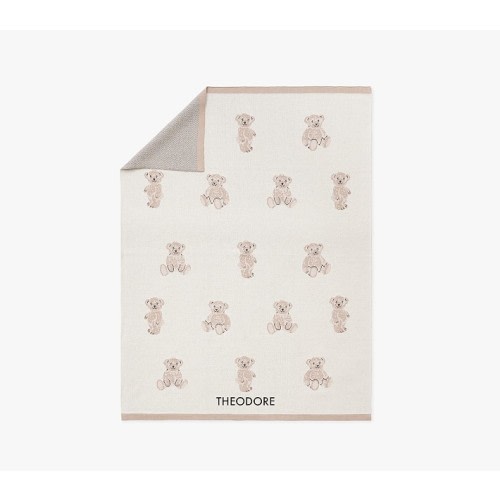Teddy Bear Cotton Knit Baby Blanket