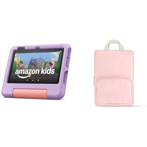 Amazon Fire 7 Kids Tablet Sleeve Bundle — Bundle includes Amazon Fire 7 Kids tablet, 16GB, Purple & Pink Carrying Case