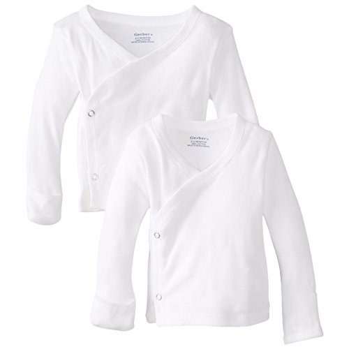 Gerber baby-boys baby-girls unisex-baby 2-pack Long-sleeve Side-snap Mitten-cuff Shirt
