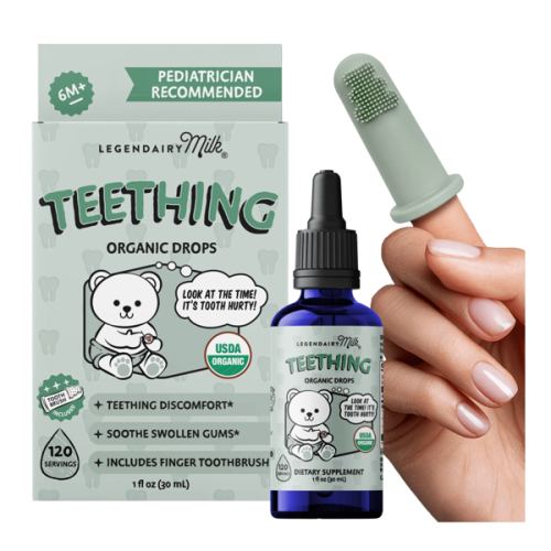 Organic Teething Drops and Toothbrush | Teething Support for Baby* | Legendairy Milk