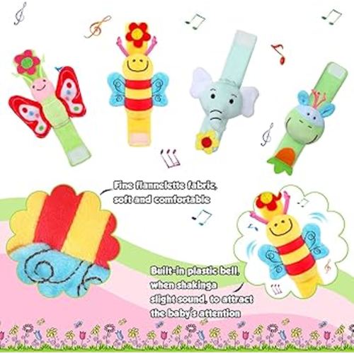Amazon.com : Jerify 4 Pcs Baby Wrist Rattles Animal Pattern Newborn Rattle Wrist Foot Toy for Babies Boy Girl Infant Birthday Gifts Educational Toys, 4 Designs : Toys & Games