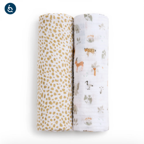 aden + anais giraffe safari essentials cotton muslin swaddles 2 pack