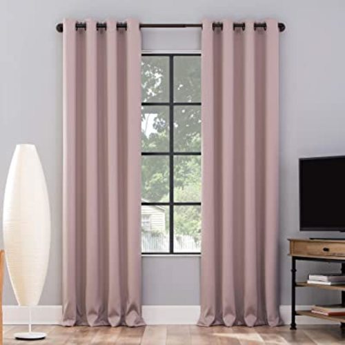 Sun Zero Nordic 2-pack Theater Grade Extreme 100% Blackout Grommet Curtain Panel Pair, 52" x 84", Blush