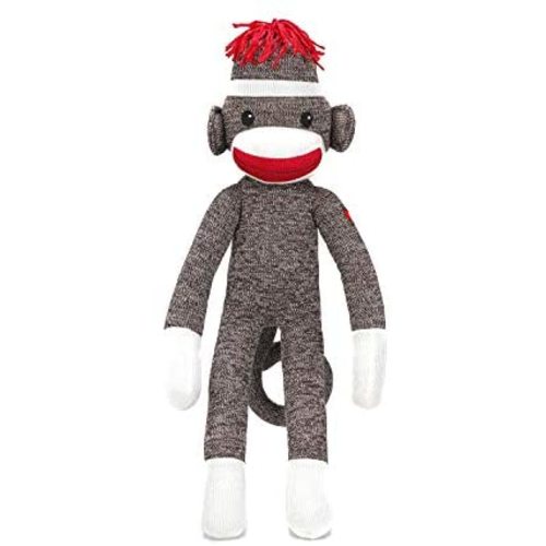 Plushland Adorable Brown Sock Monkey, The Original Traditional Hand Knitted Stuffed Animal Toy Gift-for Kids, Babies, Teens, Girls and Boys Baby Doll Present Puppet 20 Inches