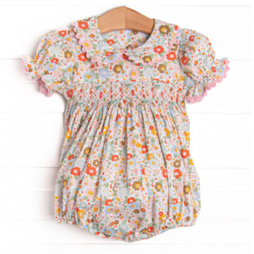 Buttercup Bows Smocked Bubble, Pink – Stitchy Fish
