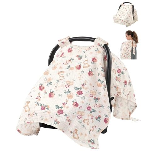 Muslin Car Seat Cover for Babies, 100% Cotton Infant Carseat Canopy