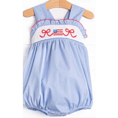 Brave Bows Smocked Bubble, Blue