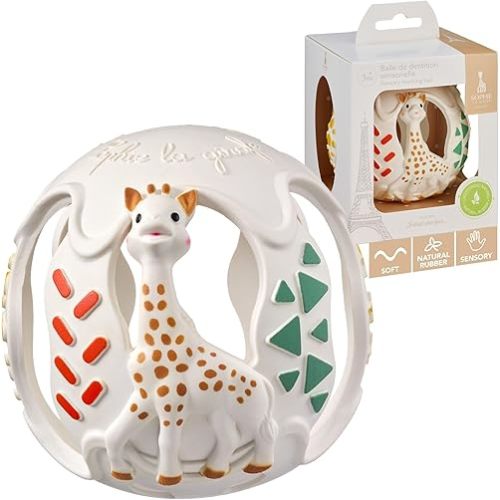 Sophie la girafe Sensory Teething Ball, Natural Rubber Baby Teether Toy, Easy to Grasp Design for Soothing Gums & Sensory Development