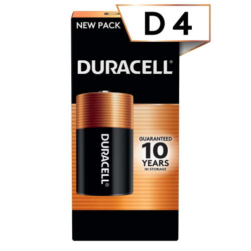 Duracell Coppertop D Alkaline Batteries 4/PK