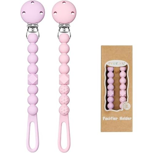 TYRY.HU One Piece Design Silicone Pacifier Holder Clip for Baby 0+ Months