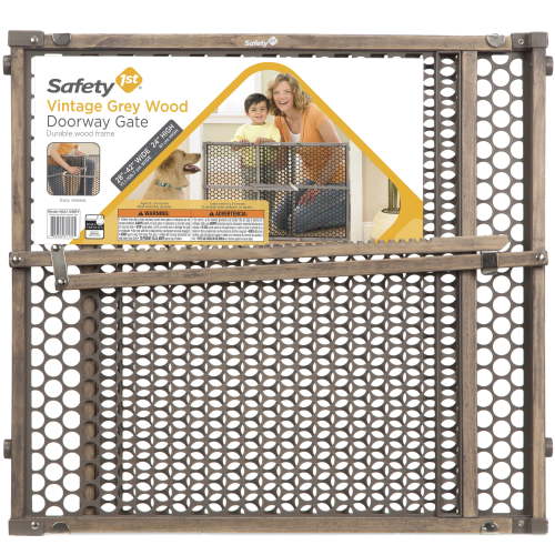 Safety 1st Vintage Grey Wood Doorway Security Gate, Grey