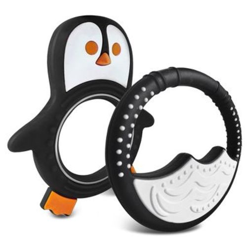 Baby Teething Toys for Newborn, Infants 0-6 Months Silicone Teethers for Babies 6-12 Months BPA Free (Penguin - Black & White)