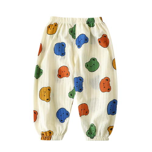 Zwiiyzr 1-6Y Toddler Baby Girls Boys Elastic Waist Printed Pants Soft Cotton Harem Bloomers Summer Fall Long Pants Multicolor