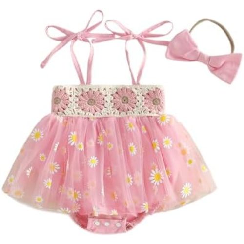 Madjtlqy Newborn Baby Girl Clothes Sleeveless Floral Romper Dress Jumpsuit Summer Infant Outfits 0 3 6 9 12 18 Months