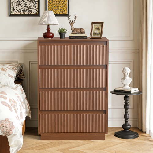 UPGO Wood Dresser, 5 Drawer Dresser for Bedroom, Modern Chest of Drawers with Deep Drawers Waterproof Living Room, Hallway, Entryway,Brown