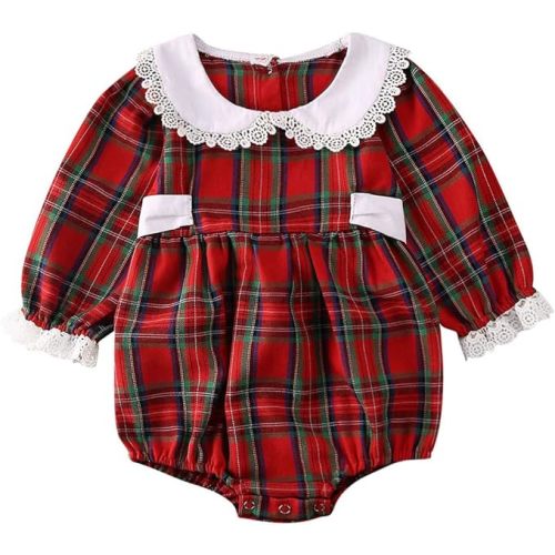 Baby Girl Christmas Dress Matching Newborn Girl Bodysuit Plaid Lace Princess Skirt Family Clothing