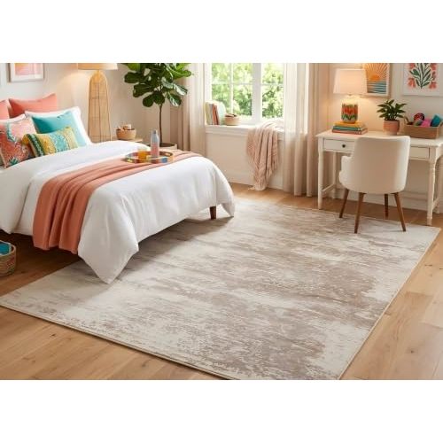 jxgzyy 5' x 7' Large Washable Area Rug 0.31" Thick Abstract Bedroom Carpet | Ultra-Soft Cashmere Feel, Low-Pile, Non-Slip Cotton Backing, Stain-Resistant & Easy-Clean
