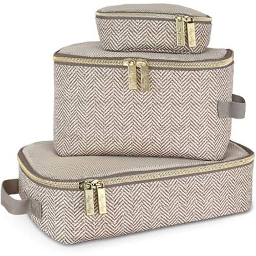 Amazon.com: Itzy Ritzy Packing Cubes for Travel, Set of 3 Travel Organizers (Taupe) | Each Cube Features a Breathable Mesh Top, Smooth Double Zippers, and a Convenient Fabric Handle For Easy Packing and Carrying