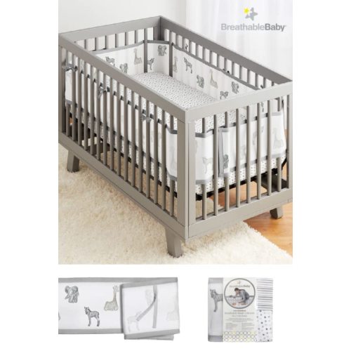 BreathableBaby Breathable Mesh Liner for Full-Size Cribs, Classic 3mm Mesh, White (Size 4FS Covers 3 or 4 Sides)