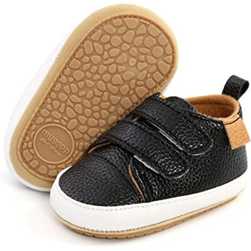 SOFMUO Baby Boys Girls High Top Ankle PU Leather Sneakers Soft Rubber Sole Infant Moccasins Newborn Oxford Loafers Anti-Slip Toddler Wedding Uniform Dress Shoes