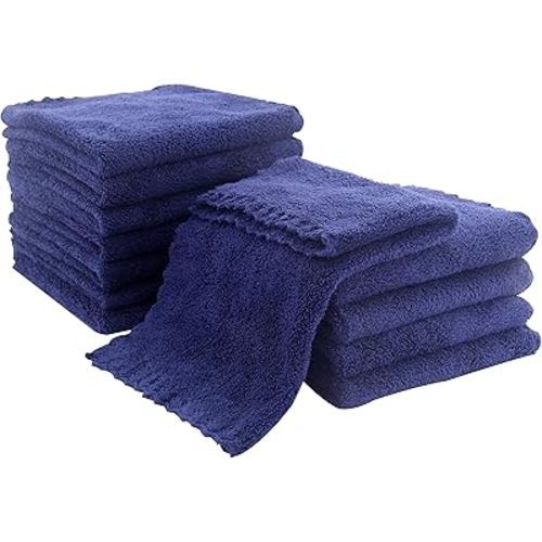 12 Pack Baby Washcloths - Extra Absorbent and Soft Wash Clothes for Newborns, Infants and Toddlers - Suitable for Baby Skin and New Born - Microfiber Coral Fleece 12x12 Inches, Navy Blue