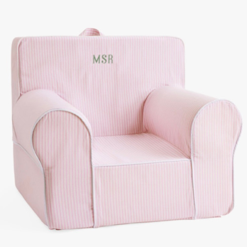 Meredith’s monogrammed chair cover