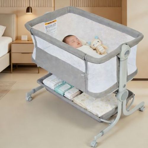 Baby Bassinet 3-in-1 Bedside Sleeper with Mosquito Net & 6-Height Adjustable Design for Newborn Safety & Comfort