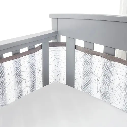 BreathableBaby Breathable Mesh Liner for Full-Size Cribs, Deluxe 4mm Mesh, Woodland Leaves (Size 4FS Covers 3 or 4 Sides)