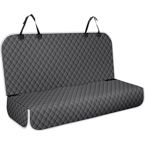 Backseat Cover for Dogs, Waterproof and Non-Slip Pet Bench Seat Covers, Car Seat Protector for Back Seat, Universal Size Rear Car Seat Cover Fits Cars, Trucks and SUVs, L-Charcoal Grey&Grey