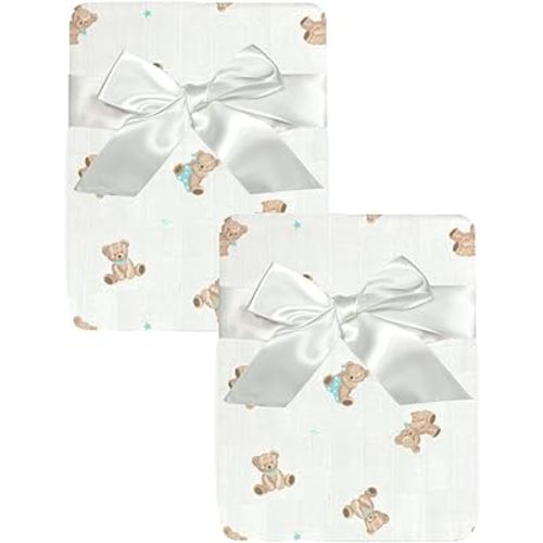 American Baby Company 2-Pack 100% Cotton Muslin Swaddle Blanket, Soft, Breathable & Lightweight, Teddy Bear, 47" x 47" Perfect for Swaddling, Travel and Gifting