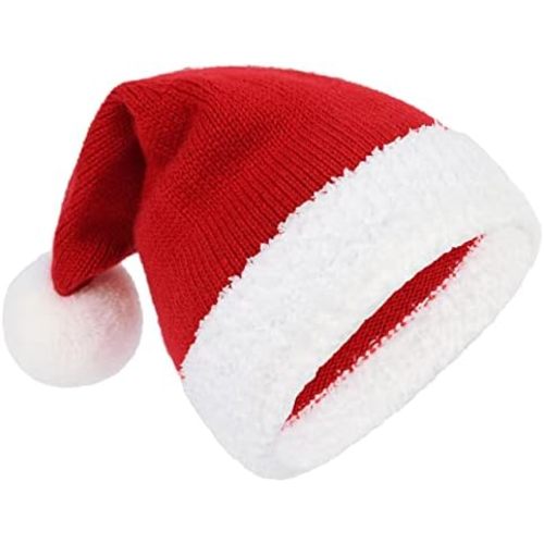 Zando Unisex Baby Santa Hat Warm Cotton Baby Christmas Hat Kitted Small Santa Hats Xmas Toddler Winter Hat Red Beanie