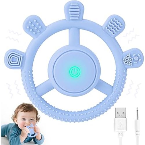 Vibrating Teether for Baby, Sensory Chew Toys Teething Toys for Babies
