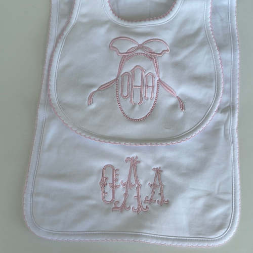 ESSENTIALS LIGHT PINK TRIM BURP CLOTH – Southern Sorelle Embroidery Boutique