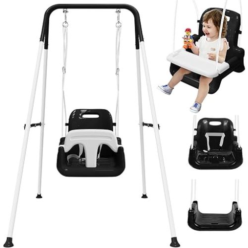 Upgraded Toddler Swing with Tray, Baby Swing Outdoor Indoor Use